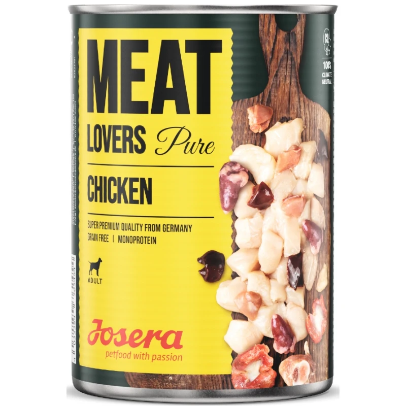 Josera Meat Lovers Pure Chicken Grain Free 6x400gr (3 + 3 Δώρο) ΣΚΥΛΟΙ