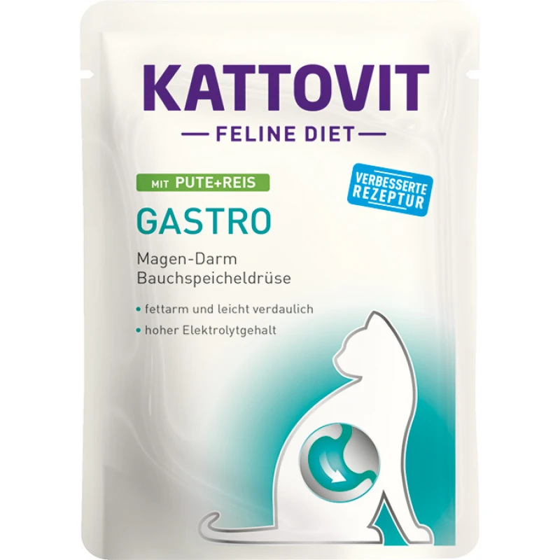 Υγρή Τροφή Γάτας Kattovit Feline Diet Gastro Turkey & Rice σε Φακελάκι 85gr ΓΑΤΕΣ