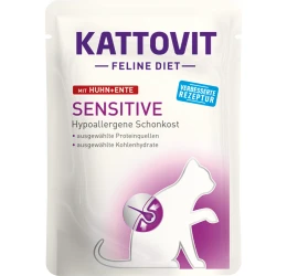 Υγρή Τροφή Γάτας Kattovit Feline Diet Sensitive Chicken & Duck σε Φακελάκι 85gr