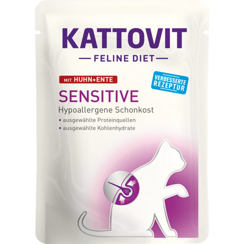 Υγρή Τροφή Γάτας Kattovit Feline Diet Sensitive Chicken & Duck σε Φακελάκι 85gr ΓΑΤΕΣ