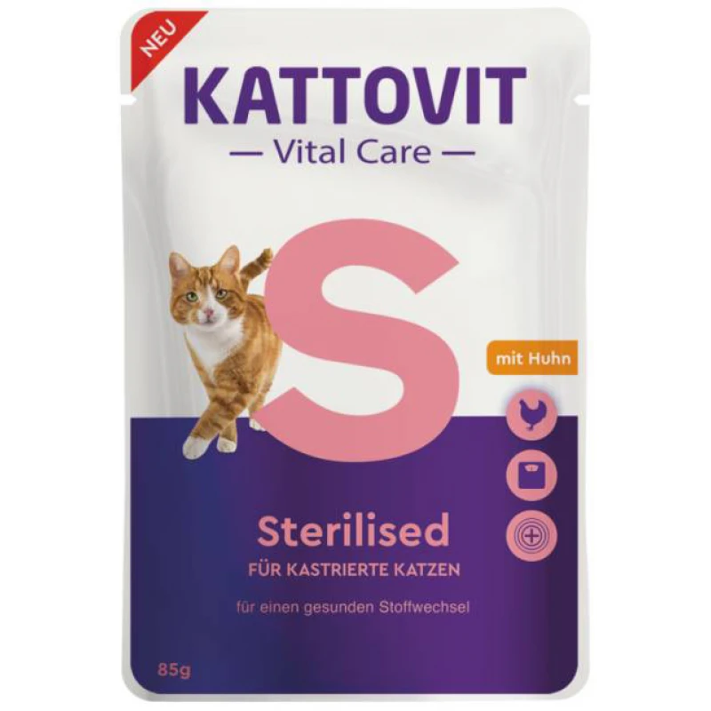 Υγρή Τροφή Γάτας Kattovit Vital Care Sterilized Chicken σε Φακελάκι 85gr ΓΑΤΕΣ