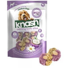 Οδοντική Λιχουδιά Σκύλου knash Woofa Loofa Medium μπουκίτσες με μωβ γλυκοπατάτα, χαμομήλι και λάδι καρύδας 100gr