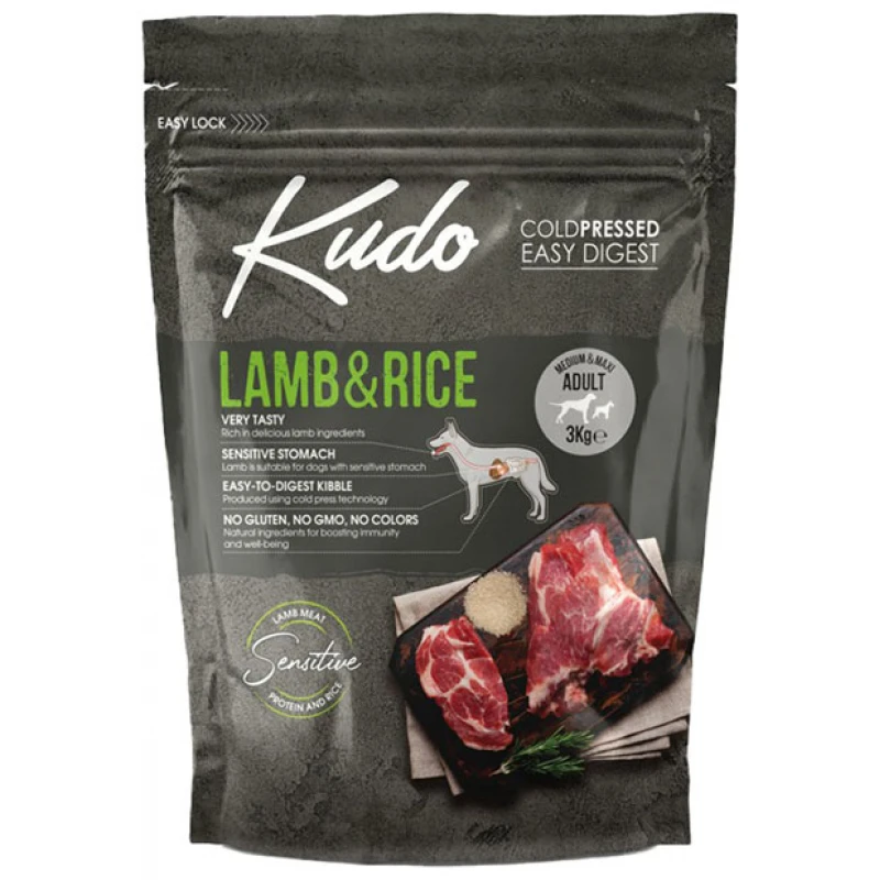 Kudo Medium & Maxi Adult Lamb & Rice 3kg Σκύλοι