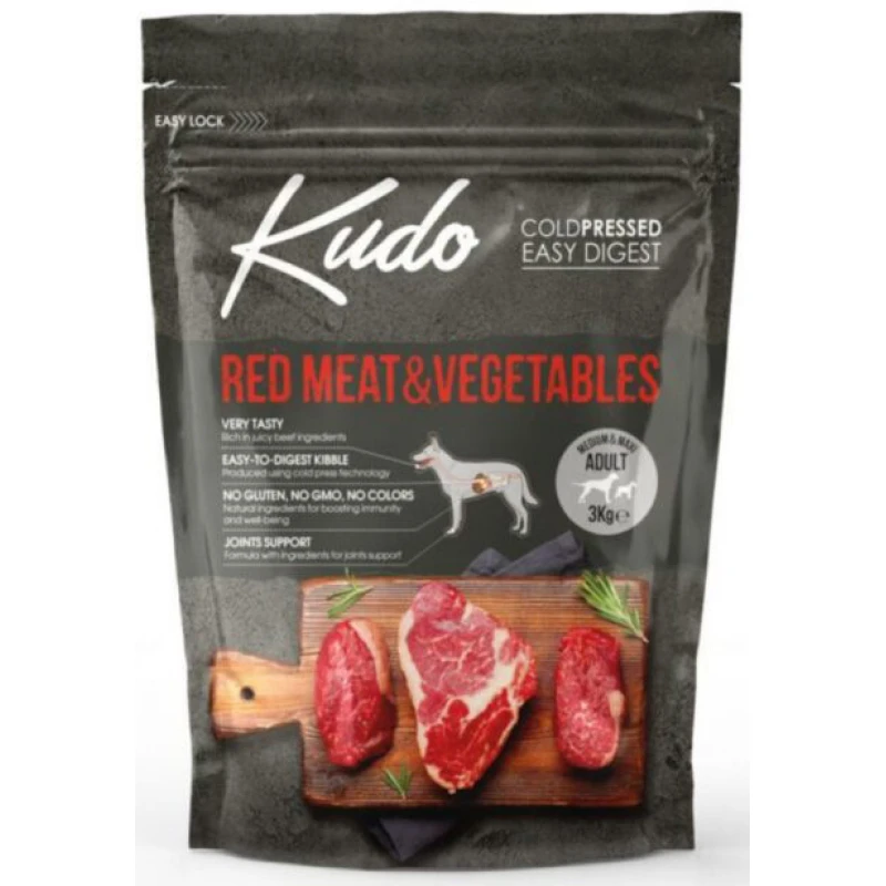 Kudo Medium & Maxi Adult Red Meat & Vegetables 3kg Σκύλοι