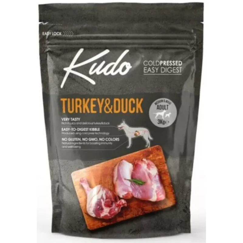 Kudo Medium & Maxi Adult Turkey & Duck 3kg Σκύλοι