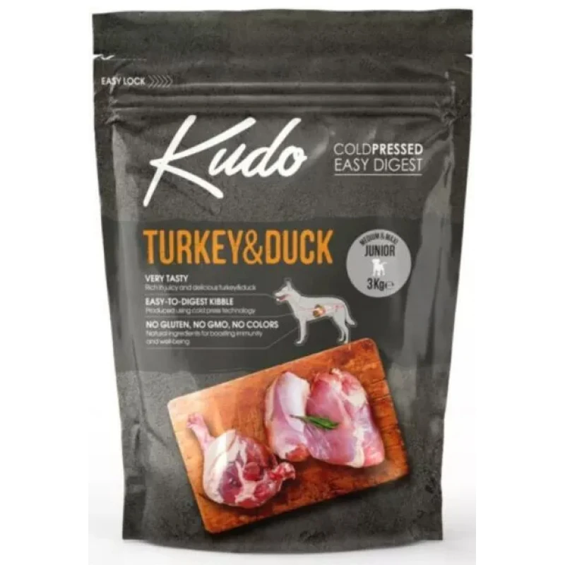 Kudo Medium & Maxi Junior Turkey & Duck 3kg Σκύλοι
