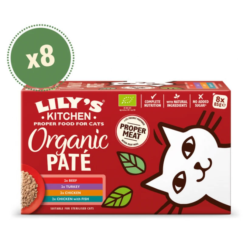 Υγρή Τροφή Γάτας Lily's Kitchen Organic Pate Multipack (8 x 85gr) Γάτες