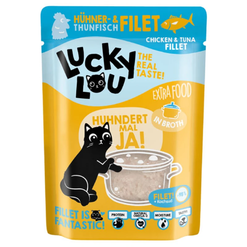 Lucky Lou ExtraFood Φιλέτο Κοτόπουλου & Τόνου σε Ζωμό 70gr Γάτες Lucky Lou ExtraFood Φιλέτο Κοτόπουλου & Τόνου σε Ζωμό 70gr Γάτες