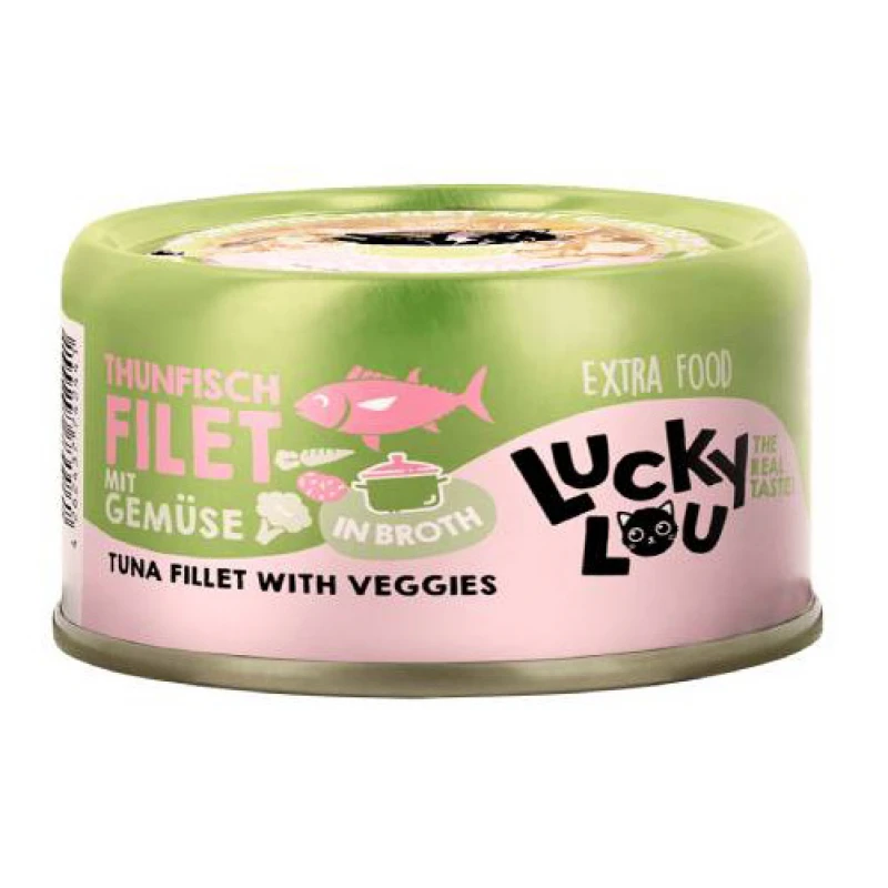 Lucky Lou ExtraFood Φιλέτο Τόνου & Λαχανικά (σε Ζωμό) Κονσέρβα 70gr Γάτες