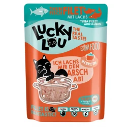 Lucky Lou ExtraFood Φιλέτο Τόνου & Σολομός σε Ζωμό 70gr Lucky Lou ExtraFood Φιλέτο Τόνου & Σολομός σε Ζωμό 70gr