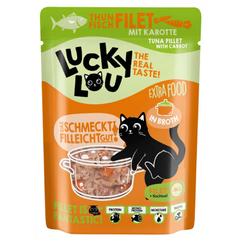 Lucky Lou ExtraFood Φιλέτο Τόνου με Καρότο σε Ζωμό 70gr Γάτες Lucky Lou ExtraFood Φιλέτο Τόνου με Καρότο σε Ζωμό 70gr Γάτες