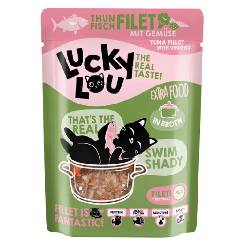 Lucky Lou ExtraFood Φιλέτο Τόνου με Λαχανικά σε Ζωμό 70gr Γάτες Lucky Lou ExtraFood Φιλέτο Τόνου με Λαχανικά σε Ζωμό 70gr Γάτες