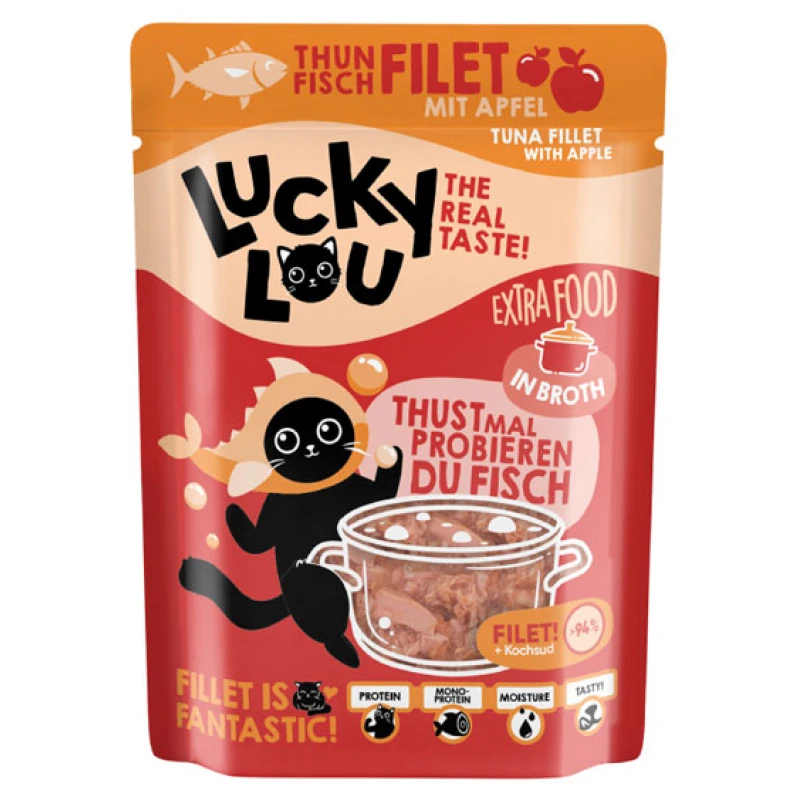 Lucky Lou ExtraFood Φιλέτο Τόνου με Μήλο σε Ζωμό 70gr Γάτες Lucky Lou ExtraFood Φιλέτο Τόνου με Μήλο σε Ζωμό 70gr Γάτες