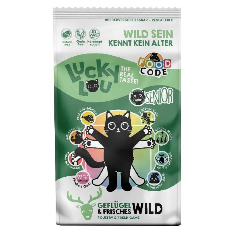 Lucky Lou Food Code Senior Πουλερικά & Φρέσκο Κυνήγι 1,7kg Γάτες Lucky Lou Food Code Senior Πουλερικά & Φρέσκο Κυνήγι 1,7kg Γάτες