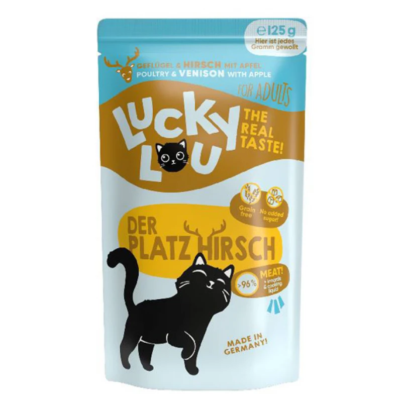 Lucky Lou LifeStage Adult Πουλερικά & Ελάφι (με Μήλο) 125gr Γάτες