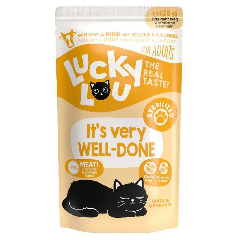 Lucky Lou LifeStage Adult Sterilized Πουλερικά & Βοδινό 125gr Γάτες Lucky Lou LifeStage Adult Sterilized Πουλερικά & Βοδινό 125gr Γάτες