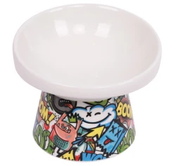 Κεραμικό Μπολ Σκύλου & Γάτας M-Pets Urban Style Tilt'd Raised 150ml Πολύχρωμο