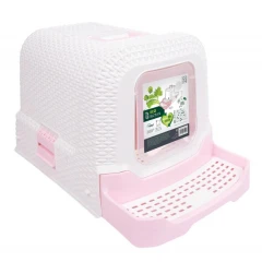 Κλειστή Λεκάνη - Τουαλέτα Γάτας M-Pets Eco Rattan 69x42x41cm Ροζ