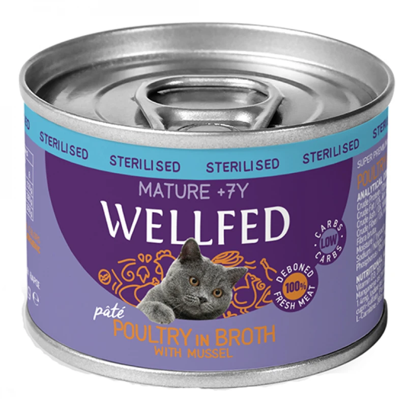 WELLFED MATURE 7+ POULTRY WITH MUSSEL 200gr ΥΓΡΗ ΤΡΟΦΗ -  ΚΟΝΣΕΡΒΕΣ ΓΑΤΑΣ