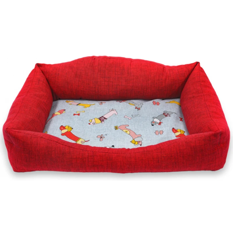 Κρεβάτι Σκύλου και Γάτας Madpet Classic Κόκκινο με Σκυλάκια 60x43x14cm ΣΚΥΛΟΙ
