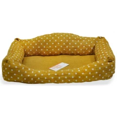 Κρεβάτι Σκύλου και Γάτας Madpet Classic Naira Μουσταρδί με Καρδούλες 60x43x14cm