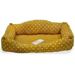Κρεβάτι Σκύλου και Γάτας Madpet Classic Naira Μουσταρδί με Καρδούλες 60x43x14cm