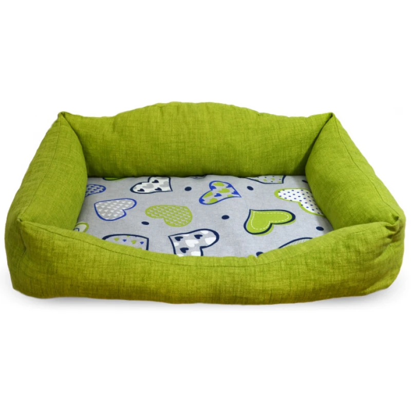 Κρεβάτι Σκύλου και Γάτας Madpet Classic Πράσινο με Καρδιές 60x43x14cm ΣΚΥΛΟΙ