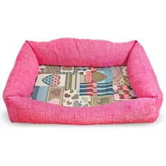 Κρεβάτι Σκύλου και Γάτας Madpet Classic Ροζ με Καρδιές 60x43x14cm