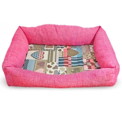 Κρεβάτι Σκύλου και Γάτας Madpet Classic Ροζ με Καρδιές 60x43x14cm