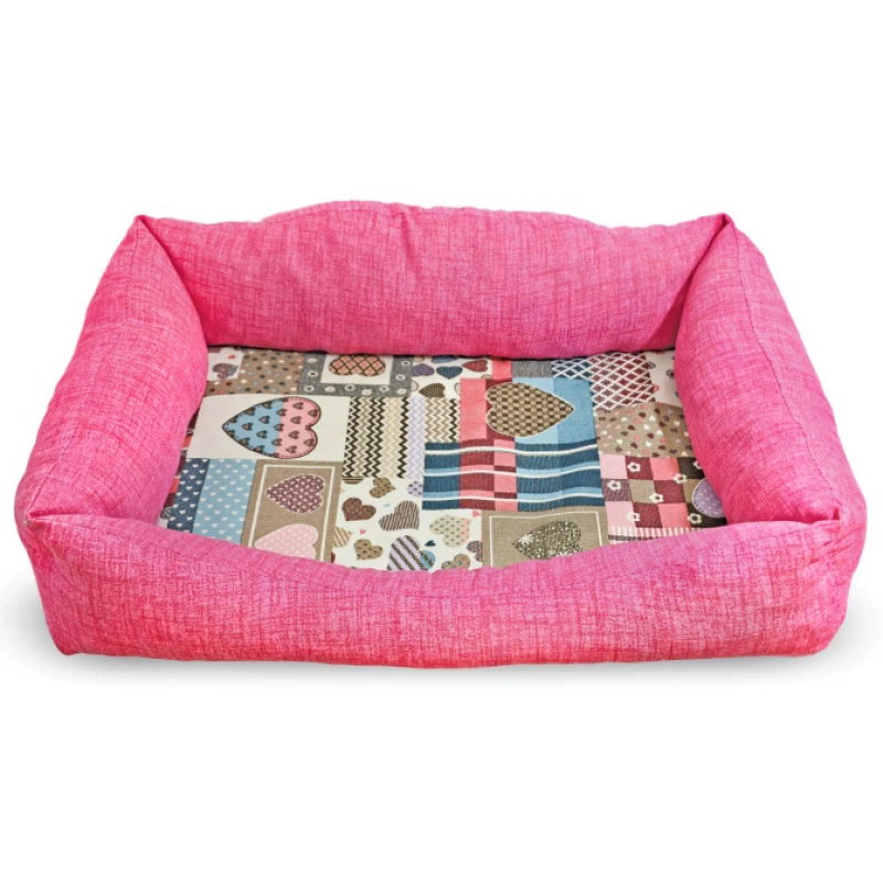 Κρεβάτι Σκύλου και Γάτας Madpet Classic Ροζ με Καρδιές 60x43x14cm ΣΚΥΛΟΙ
