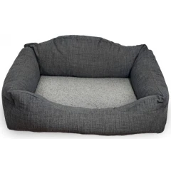 Κρεβάτι Σκύλου και Γάτας Madpet Deluxe Μαύρο Γκρι με Fleece 55x43x17cm