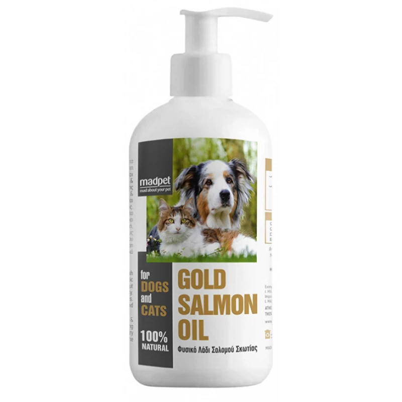 Συμπλήρωμα Διατροφής για Σκύλους και Γάτες Madpet Gold Salmon Oil 525ml Λάδι Σολομού ΣΚΥΛΟΙ
