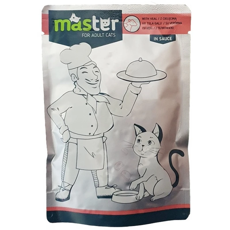 Master Adult Cat Veal (Μοσχάρι) in Sauce 80gr 24τμχ (20 + 4 Δώρο) ΓΑΤΕΣ