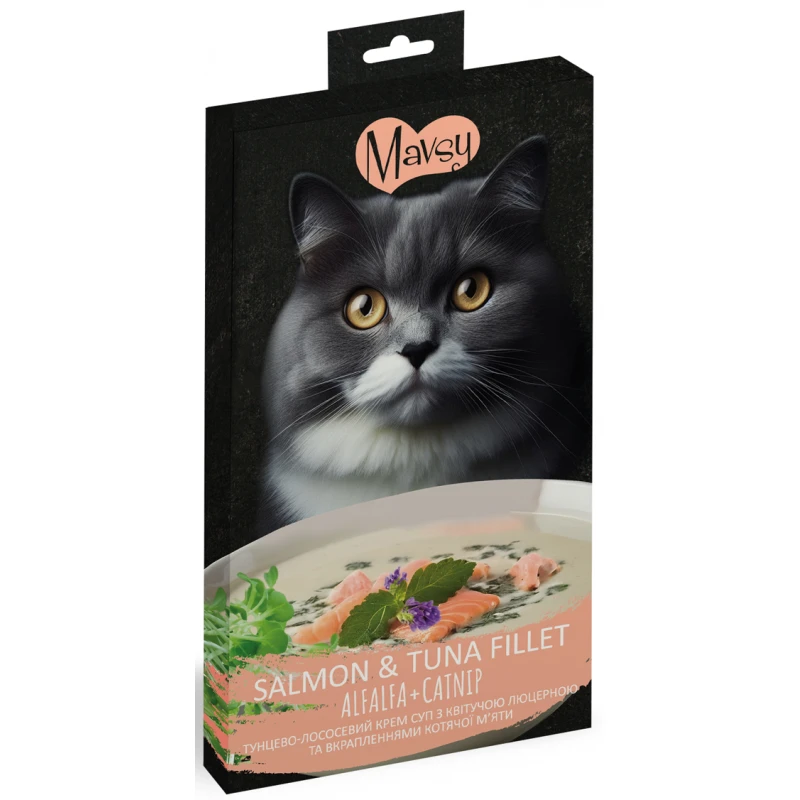 Λιχουδιά Γάτας Mavsy Creamy Superfood Salmon and Tuna with Catnip 5 x 15gr Γάτες