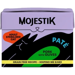 Υγρή Τροφή Γάτας Mojestik Adult Sterilised Pate με Χοιρινό & Ελιές 100ml