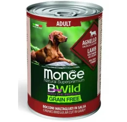 Κονσέρβα Σκύλου Monge Adult Bwild Grain free Κομματάκια σε Σάλτσα 400gr με Αρνί Κονσέρβα Σκύλου Monge Adult Bwild Grain free Κομματάκια σε Σάλτσα 400gr με Αρνί