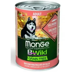 Κονσέρβα Σκύλου Monge Adult Bwild Grain free Κομματάκια σε Σάλτσα 400gr με Σολομό Κονσέρβα Σκύλου Monge Adult Bwild Grain free Κομματάκια σε Σάλτσα 400gr με Σολομό