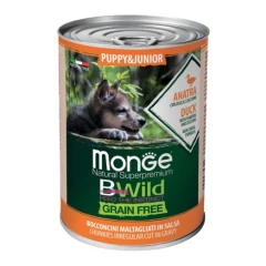 Κονσέρβα Για Κουτάβια Monge Puppy Bwild Grain free Κομματάκια σε Σάλτσα 400gr με Πάπια