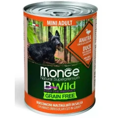 Κονσέρβα Σκύλου Monge Mini Adult Bwild Grain free Κομματάκια σε Σάλτσα 400gr με Πάπια