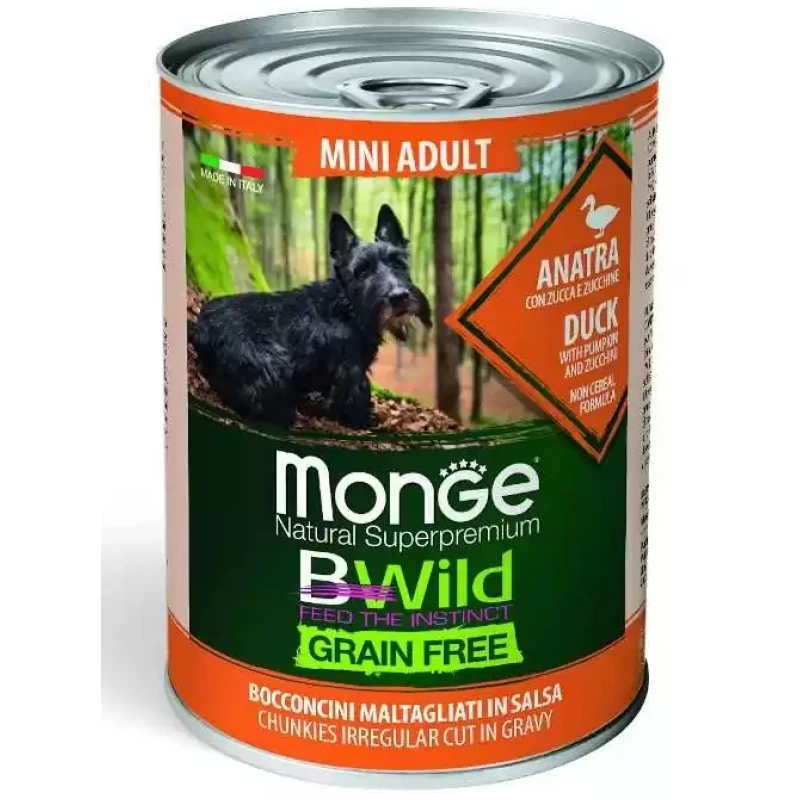 Κονσέρβα Σκύλου Monge Mini Adult Bwild Grain free Κομματάκια σε Σάλτσα 400gr με Πάπια ΣΚΥΛΟΙ