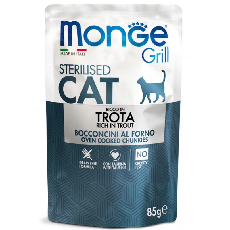 Υγρή Τροφή Γάτας Monge Grill Cat Sterilised Rich in Trout 85gr ΓΑΤΕΣ