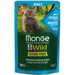 Υγρή Τροφή Γάτας Monge BWild Anchovies with Vegetables in sauce 85gr