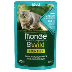 Υγρή Τροφή Γάτας Monge Bwild Grain Free Codfish with shrimps & vegetables 85gr