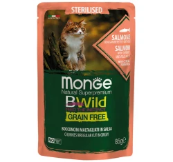 Υγρή Τροφή Γάτας Monge Bwild Sterilised Salmon with Shrimps & Vegetables 85gr Υγρή Τροφή Γάτας Monge Bwild Sterilised Salmon with Shrimps & Vegetables 85gr