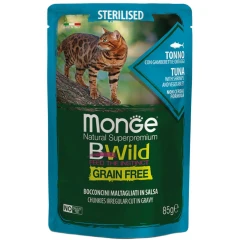 Υγρή Τροφή Γάτας Monge Bwild Sterilised Tuna with Shrimps & Vegetables 85gr