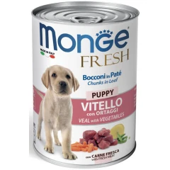Υγρή Τροφή - Κονσέρβα Σκύλου Monge Fresh Puppy Κομματάκια σε Πατέ 400gr με Μοσχάρι και Λαχανικά  Υγρή Τροφή - Κονσέρβα Σκύλου Monge Fresh Puppy Κομματάκια σε Πατέ 400gr με Μοσχάρι και Λαχανικά