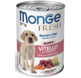 Υγρή Τροφή - Κονσέρβα Σκύλου Monge Fresh Puppy Κομματάκια σε Πατέ 400gr με Μοσχάρι και Λαχανικά  Υγρή Τροφή - Κονσέρβα Σκύλου Monge Fresh Puppy Κομματάκια σε Πατέ 400gr με Μοσχάρι και Λαχανικά