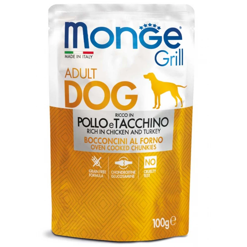 Υγρή Τροφή - Pouch Σκύλου Monge Grill 100gr με Κοτόπουλο και Γαλοπούλα ΣΚΥΛΟΙ