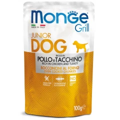 Υγρή Τροφή - Pouch Σκύλου Monge Grill Puppy 100gr με Κοτόπουλο και Γαλοπούλα
