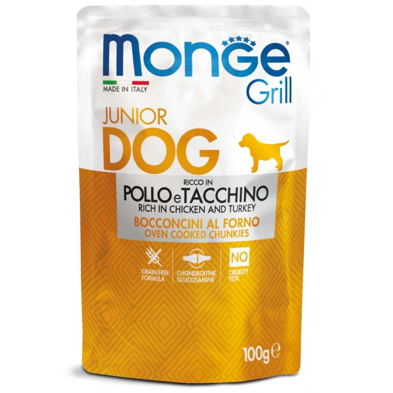 Υγρή Τροφή - Pouch Σκύλου Monge Grill Puppy 100gr με Κοτόπουλο και Γαλοπούλα ΣΚΥΛΟΙ